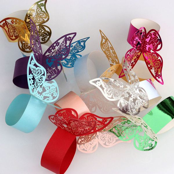 

50pieces/set butterfly style laser cut paper napkin rings napkins holders l wedding favors table decoration