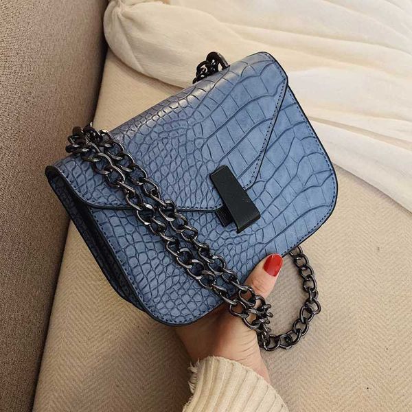 

stone pattern square crossbody bag 2020 fashion new quality leather women's handbag lock chain shoulder messenger bag