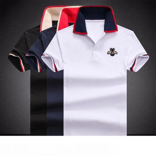 

роскошная дизайнерская мода классическая мужская пчела полосатая вышивка рубашка хлопок мужская дизайнерская футболка белый черный дизайнерс, White;black