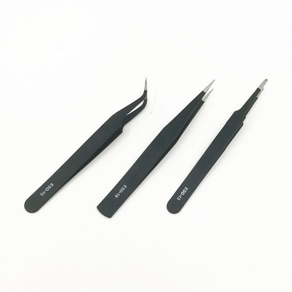 

esd anti-static precision tweezers set stainless steel esd tweezer electronics welding repair tools thickness 1.5mm