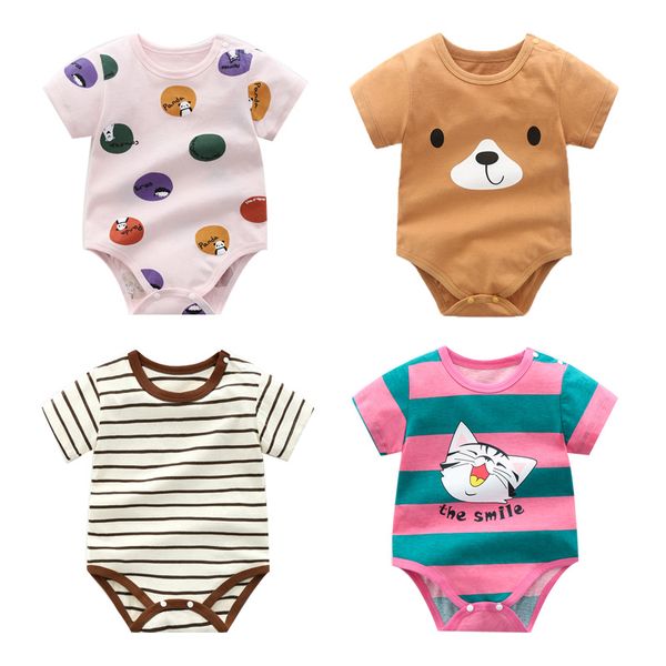 

infant baby striped rompers 35 colors baby clothes lemon printed newborn cartoon onesies kids casual clothes boys dinosaur jumpsuit 060418, Blue