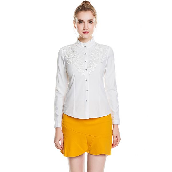 

epacket shipping lace design lady fashion white shirts women casual long sleeve blouses plus size s-4xl