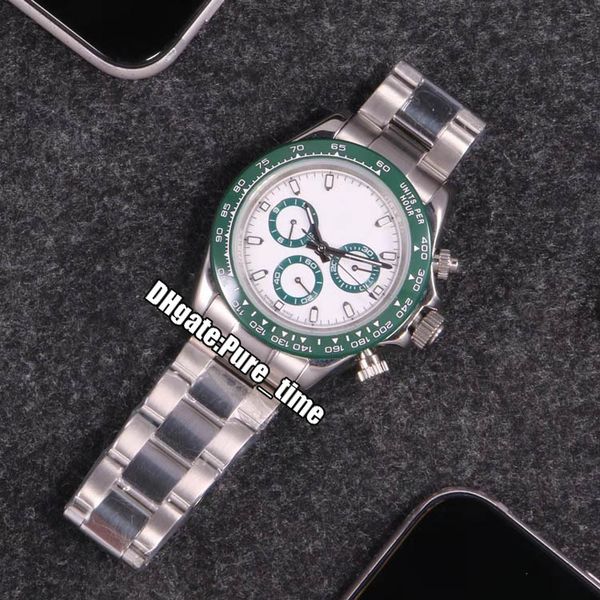 Barato novo 40mm 116500 116509 A2813 relógio automático relógio branco self de cerâmica verde safira dois tons pvd bracelete de aço preto puro