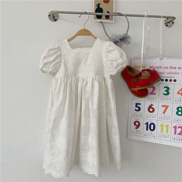 

high-end 2020 summer baby girls кружева вышивка белое платье принцессы корейский стиль слоеного рукава халат детская вечеринка придворные пл, Red;yellow