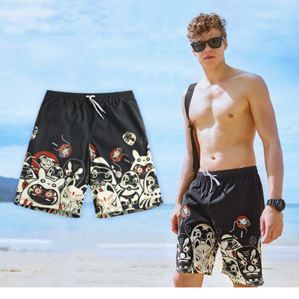 

loose fashion beach shorts men quick-drying shorts summer spring pants seaside beach holiday casual print s6t9, White;black