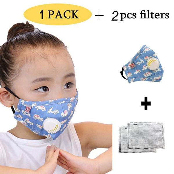 

1pcs mascarillas+2pc filters new arrival kids boys face girl breathable adjustable filter safet protect thin type mascarillas, Slivery;white