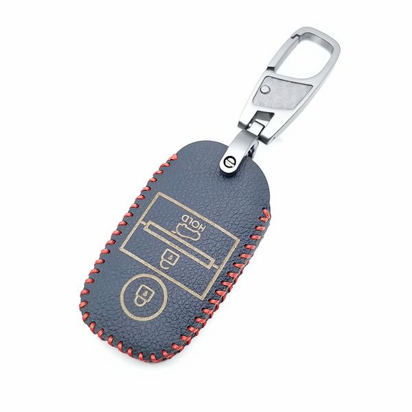 

new style car remote key fob shell case leather cover for kia rio sportage sorento carens ceed soul picanto 3 button skin holder