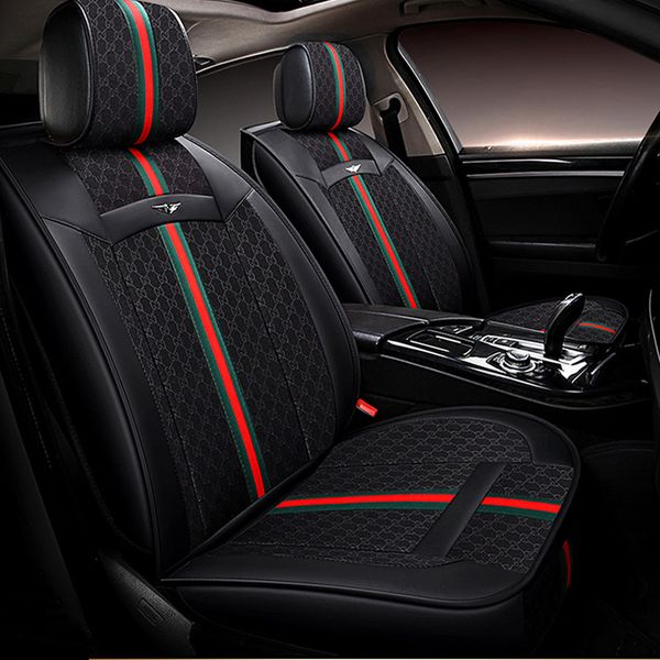 

lunda brand embroidery 1set universal car seat covers fit most cars covers interior accessories protector car-styling (black/gray
