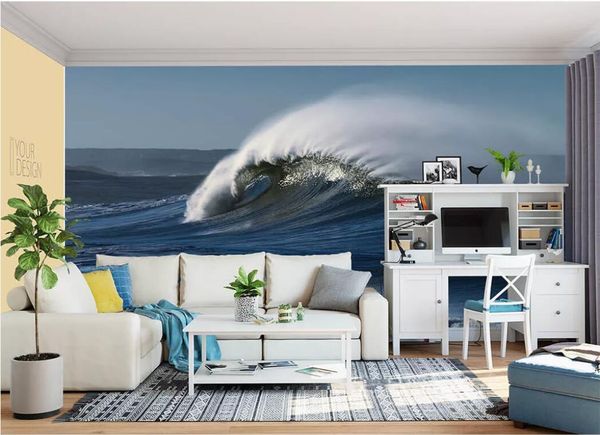 

3d wallpaper custom p murals background wall european and american giant waves hd background wall home decor wall art pictures
