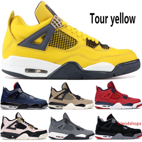 

tour yellow 4 4s jumpman mens basketball shoes bred fiba silt red splatter winter tatoo green grow black cat men trainers us 7-13