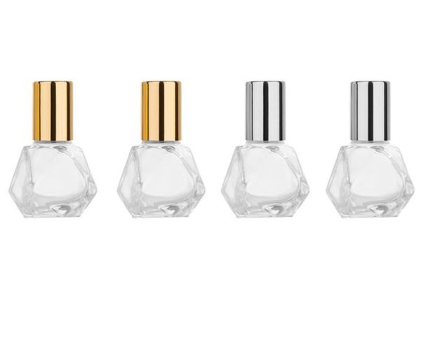 8ml recarregáveis ​​viagem vidro claro rolo Garrafa Essencial Perfume Oil Roll On frascos de cosméticos Container Jar Vial SN4289