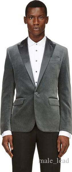 

velveteen groomsmen peak lapel groom tuxedos men suits wedding/prom man blazer ( jacket+pants+tie) a34, Black;gray