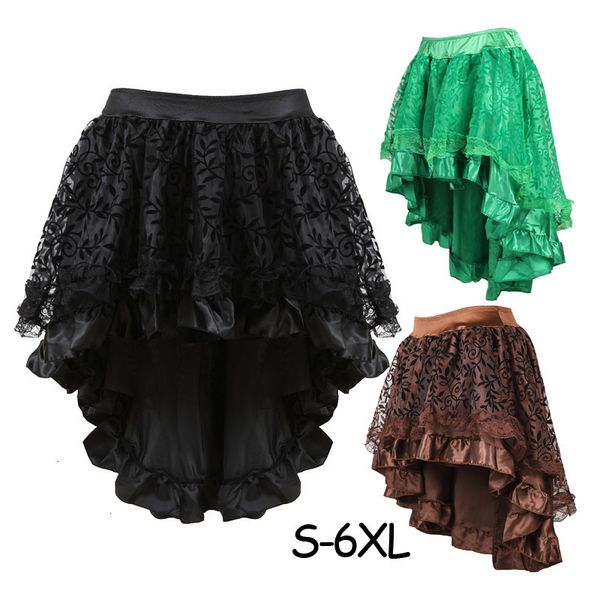

wholesale corsets victorian s 6xl asymmetrical ruffled satin lace trim gothic women corset dress vintage steampunk skirt cosplay costumes, Black;white