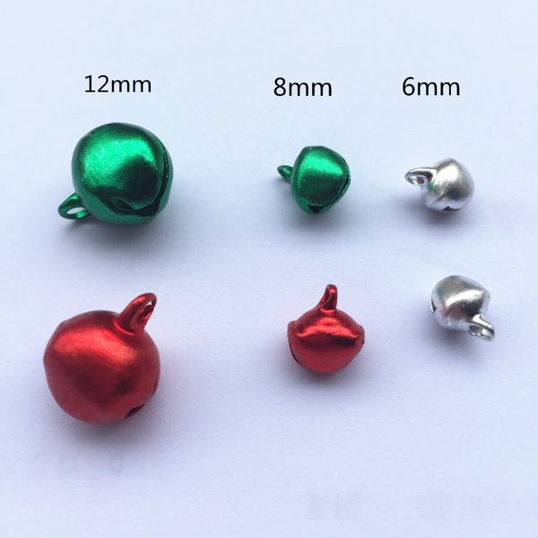 

drop shipping 100pcs 6mm 8mm 12mm silver green red aluminum jingle bells charms lacing bell christmas diy jewelry making crafts