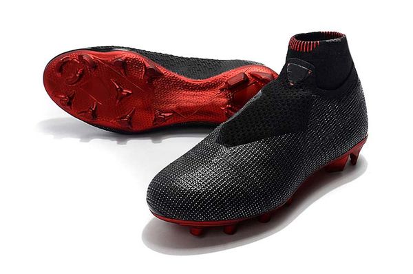 

men knitted fg/ag football shoes outdoor vision college mg shadow series football shoes black red football boots