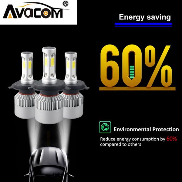 

avacom 2 pieces h4 led h7 h1 h11 h8 h9 car fog bulb 12v cob 6500k white 8000lm 9005/hb3 9006hb4 h27 h3 automobiles fog lamp drl