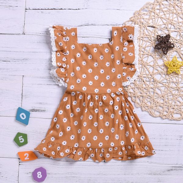 

fashsiualy princess girls summer dresses clothes toddler kid baby girl sleeveless floral printed party princess dress clothing, Red;yellow