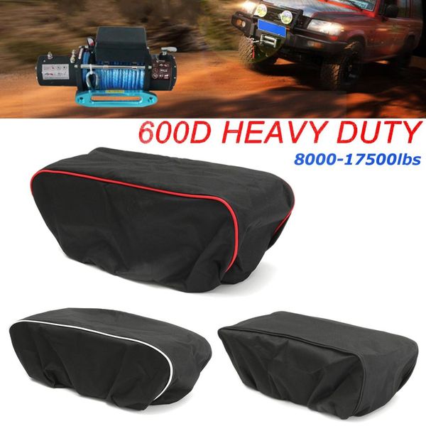 

black/white/red 600d waterproof car cover soft winch dust cover 8,000-17,500 lbs trailer suvs nylon oxford 56*24*18cm