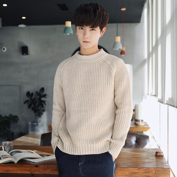 

уменьшают подходящие свитер мужчин 2018 весна осень тонкий о-образным вырезом вязаный пуловер свободного покроя твердые мужские свитера, White;black