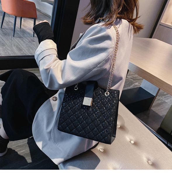 

new women bag rhombic rmbroidery line pu leather handbag shoulder bag messenger bucket bags 2020 2019 fashion