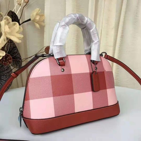

designer women check handbag classic lady cross-body bag classic red hang bag party shopping colorful bags rivets zipper cow/2
