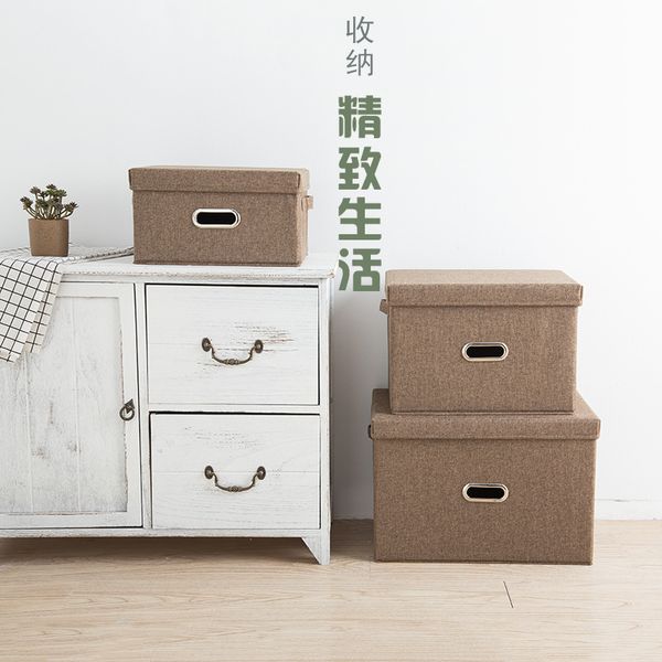 

cotton and linen foldable heaven and earth cover storage box drawer fabric storage box portable dust bag bra storage box