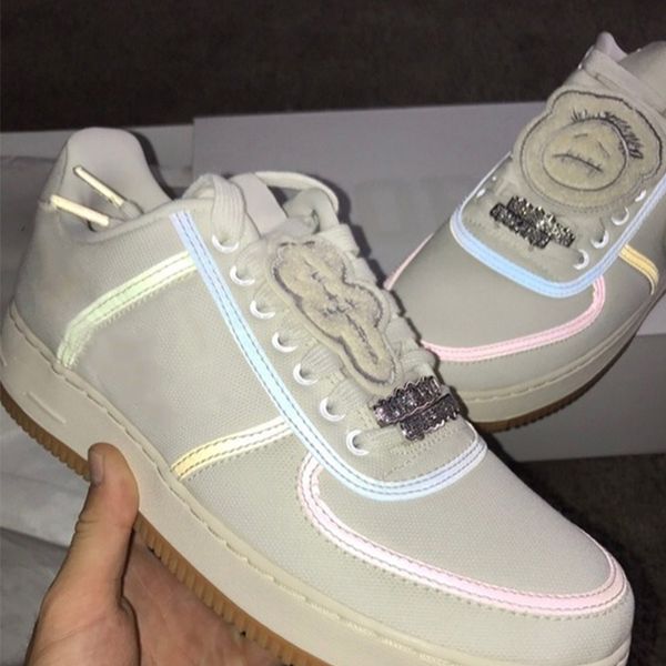 

2019 fast shipping dhl travis scotts 1s 3m reflective mens running shoes forces white sneakers sports size us 7-13