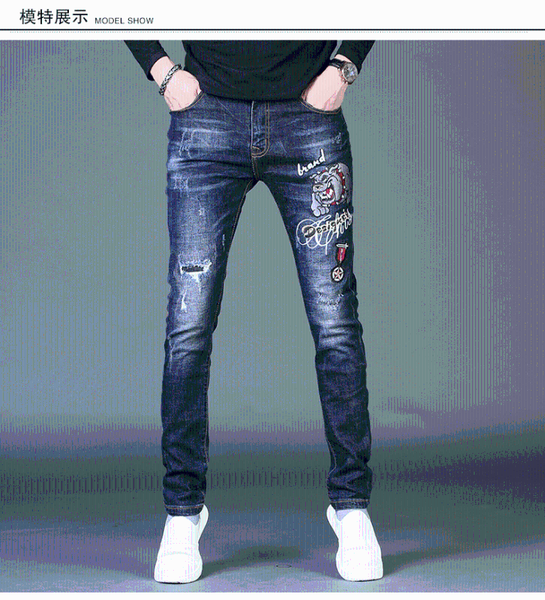 

w05463 fashion men's jeans 2020 runway famous european design party style men's clothing, Blue