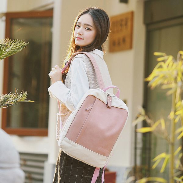 

canvas literary shoulder bag female 2020 new campus student schoolbag japanese andkoreangirlsstitchingbackpack casual bag forest