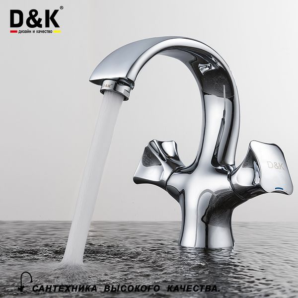 

d&k basin faucets chrome brass dual handles and cold water tap da1382101