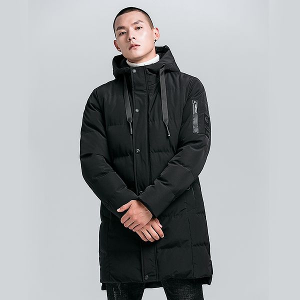 

men's down & parkas winter jacket men long parka thick hat coat quilted clothes, Black