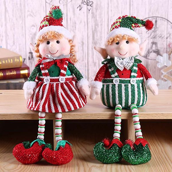 

2018 new cute red and green long-legged elf christmas doll gift decoration doll christmas tree decoration