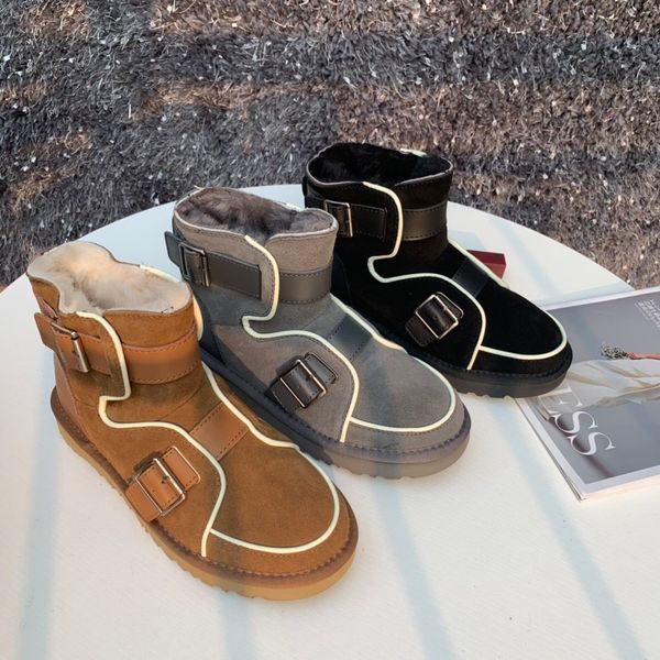 

2019 new style winter high snow boots women classic leather warm fashion casual shoes cloth soft nap, Black