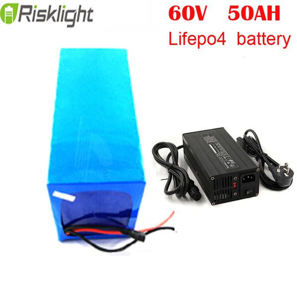 60V 50Ah wiederaufladbarer Lifepo4-Akku 60-Volt-Lithiumbatterie für E-Scooter/Solaranlage/E-Bike mit 5A-Ladegerät