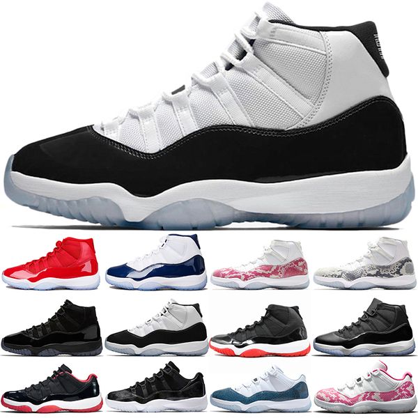 

Hot 11 Pin Snakeskin 11s Concord 45 Basketball Shoes Bred Men Women Space Jam Gym Red Mens Trainer Sport Sneakers Free Shipping