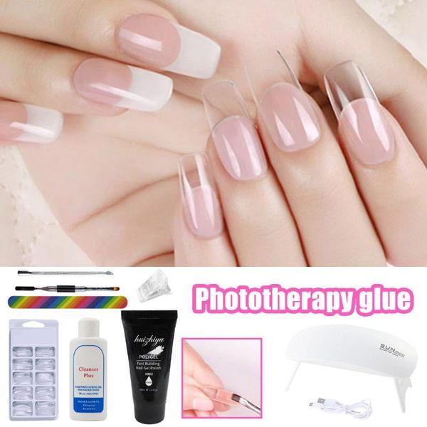 

smart home nail extension fiber set fiberglass nails ptherapy extension glue retaining clip nail scrub color stick quick dry, Red;pink