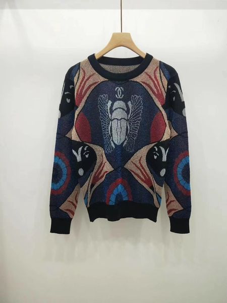 

milan runway sweater 2019 o neck long sleeve letter print women's sweater high end striped jacquard pullover women designer sweater 052, White;black