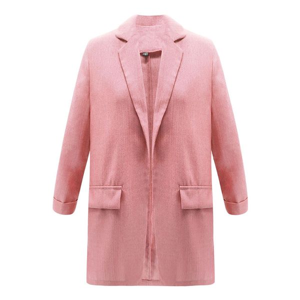 

women coat casual loose 3/4 sleeve blazer suit jacket outwear cardigan plus size solid color ladies coat, White;black