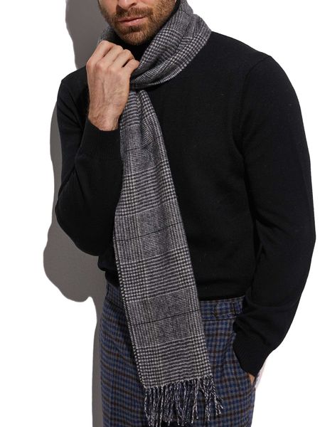

2020 highly selected 100% wool dark grey glen check scarf , warm winter men scarf glen plaid comfortable material, Blue;gray