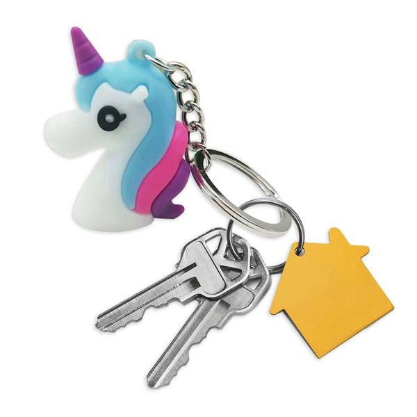 

1pc cute unicorn keychain animal keyring bags pendant charms decoration keychains women bag charm car key ring pendants gifts, Silver