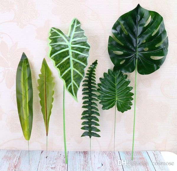 

artificial plant large artificial fake monstera palm tree leaves green plastic leaf for wedding diy table decoration