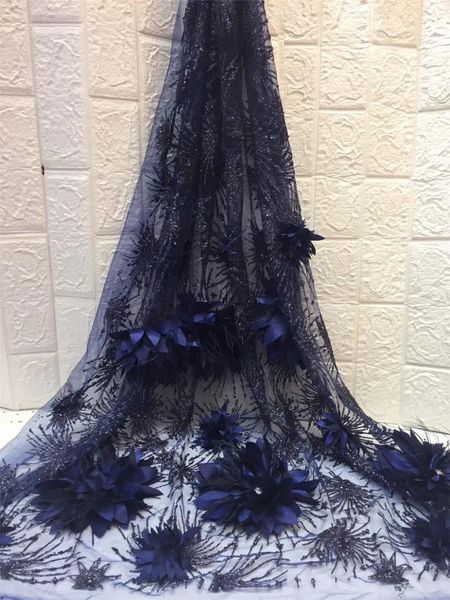 

2020 new french mesh lace fabric 3d flower african tulle mesh lace fabric nigerian zx3670, Pink;blue