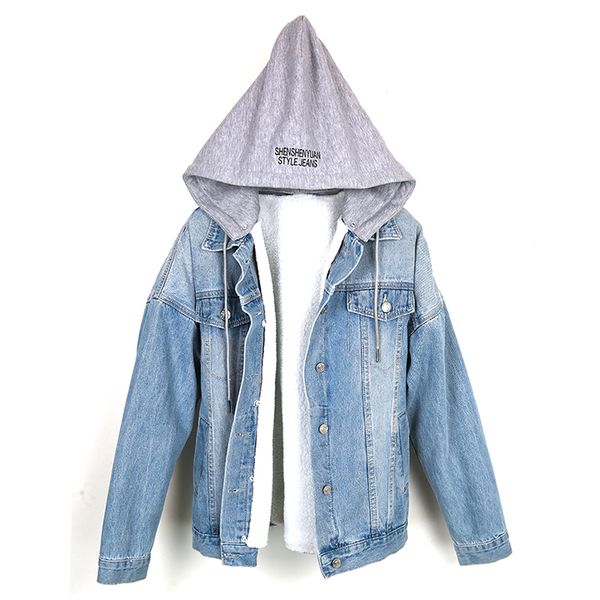 

light blue casual button lambswool thick warm denim jacket 2019 new autumn women jacket long sleeve streetwear girls coat, Black;brown