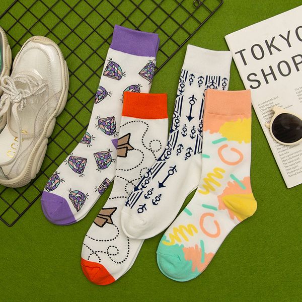 

women thin sock lovely ladies stripe socks colorful high casual cotton comfortable sox girls spring autumn trendy sokken, Black;white