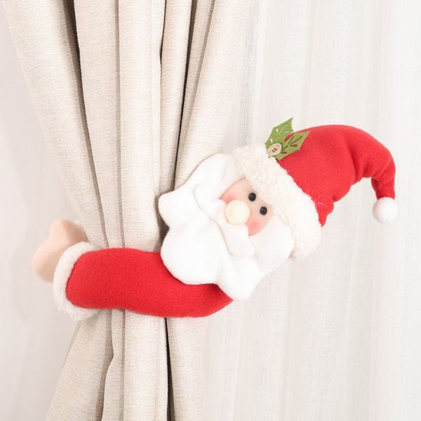 

christmas curtain buckle 53x30cm santa claus/snowman/elk optional santa claus clip tieback holder living room window decorations