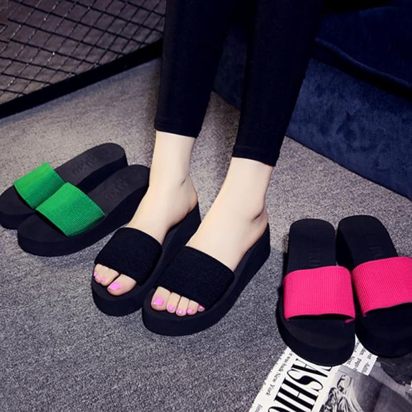 

eva women slipper summer casual beach platform sandals slip on platform slippers black/ rose red/ green