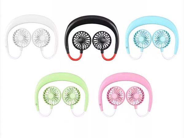 

New u b rechargeable wearable portable hand neckband fan per onal mini neck double fan
