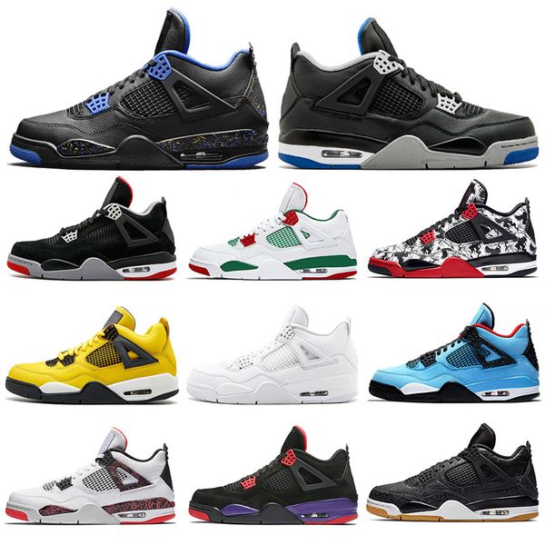 

2019 bred 4 basketball shoes 4s pale citron pizzeria lightning singles day tattoo laser punch oreo mens sports sneakers 7-13, White;red