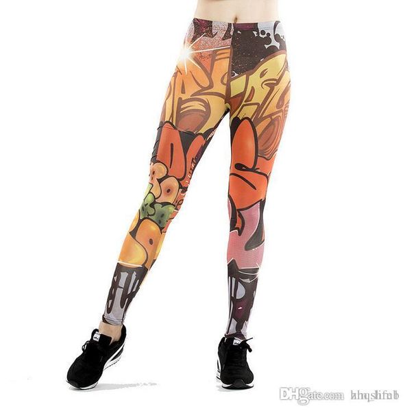 

women yoga trousers pants digital printing digital graffiti lattice tights female high waist dance active leggings skinny silm fitness, Black;white