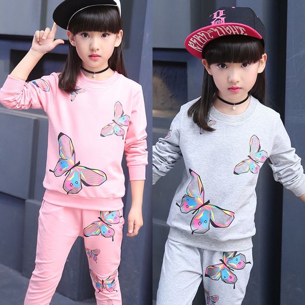 

girls suit 2020 babies' printed fashion two-piece suit for medium and large children fashionable sportswear fashionable sportswear